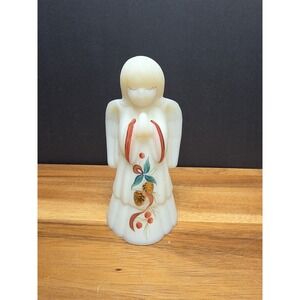 Fenton Art Glass Pinecones Boy Angel Hand Painted Signed S. Beyan